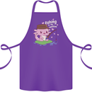 Fishing is My Valentine Funny Axolotl Cotton Apron 100% Organic Purple
