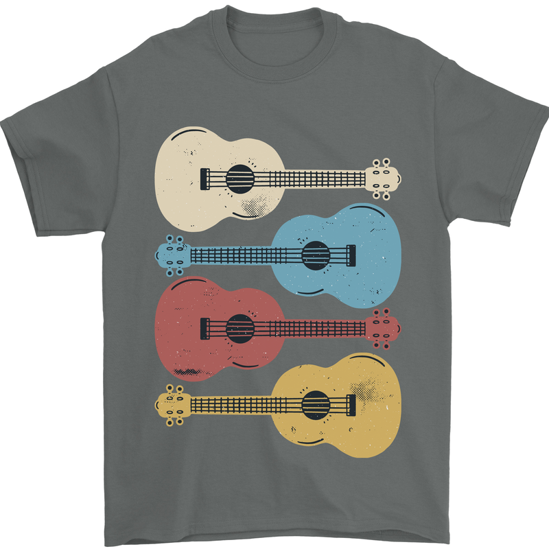 Four Ukulele Guitars Mens T-Shirt 100% Cotton Charcoal
