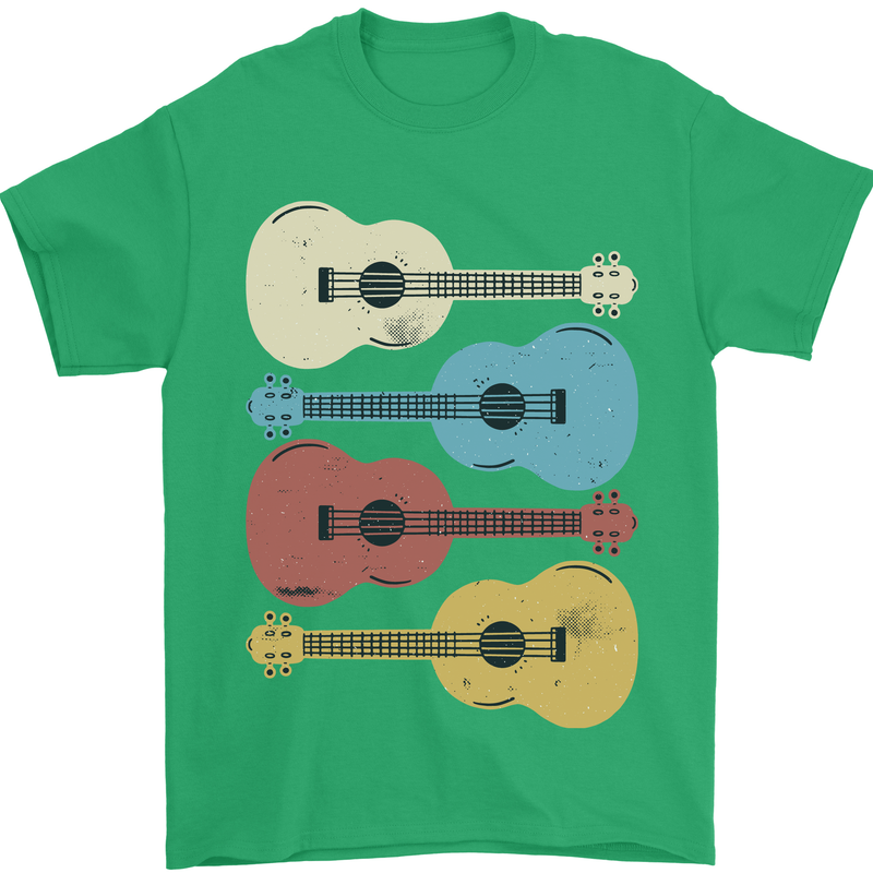 Four Ukulele Guitars Mens T-Shirt 100% Cotton Irish Green