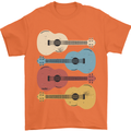 Four Ukulele Guitars Mens T-Shirt 100% Cotton Orange
