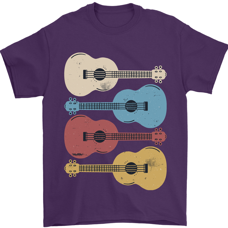 Four Ukulele Guitars Mens T-Shirt 100% Cotton Purple