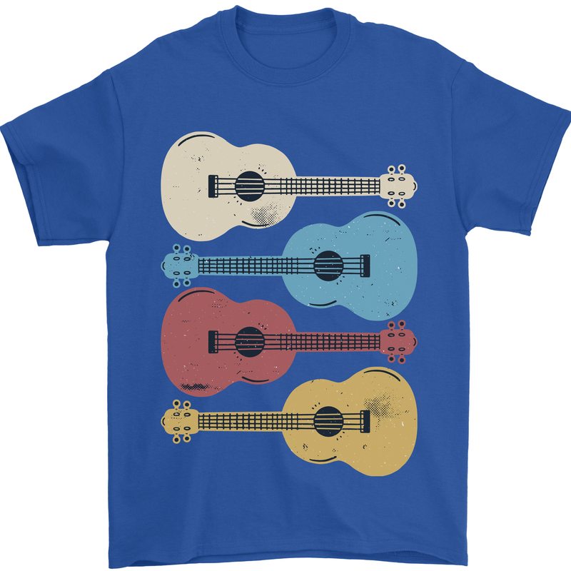 Four Ukulele Guitars Mens T-Shirt 100% Cotton Royal Blue