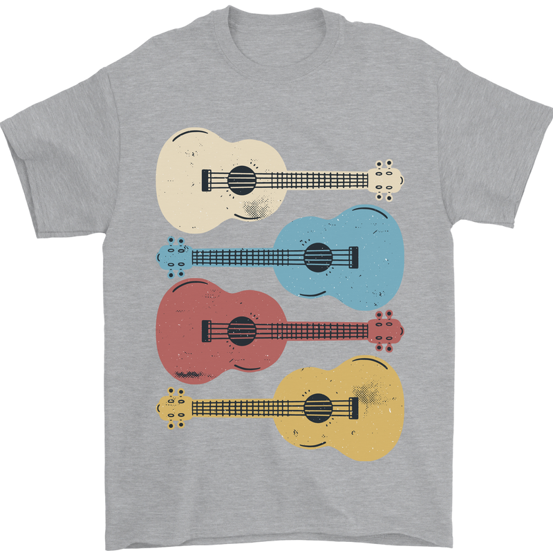 Four Ukulele Guitars Mens T-Shirt 100% Cotton Sports Grey