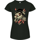 Freaky Biker Skull Motorcycle Motorbike Womens Petite Cut T-Shirt Black