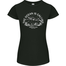 Freediving Funny Skull Scuba Diving Diver Womens Petite Cut T-Shirt Black