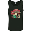 Frog Knitting Under a Mushroom Foraging Nature Mens Vest Tank Top Black