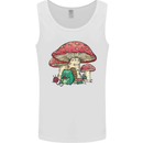 Frog Knitting Under a Mushroom Foraging Nature Mens Vest Tank Top White