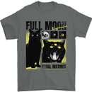 Full Moon Feral Instinct Black Cat Halloween Mens T-Shirt 100% Cotton Charcoal