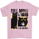 Full Moon Feral Instinct Black Cat Halloween Mens T-Shirt 100% Cotton Light Pink