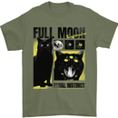 Full Moon Feral Instinct Black Cat Halloween Mens T-Shirt 100% Cotton Military Green