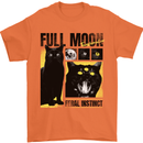 Full Moon Feral Instinct Black Cat Halloween Mens T-Shirt 100% Cotton Orange