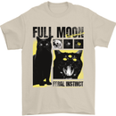 Full Moon Feral Instinct Black Cat Halloween Mens T-Shirt 100% Cotton Sand
