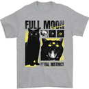 Full Moon Feral Instinct Black Cat Halloween Mens T-Shirt 100% Cotton Sports Grey