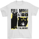 Full Moon Feral Instinct Black Cat Halloween Mens T-Shirt 100% Cotton White