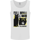 Full Moon Feral Instinct Black Cat Halloween Mens Vest Tank Top White