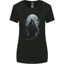 Full Moon Grim Reaper Skull Womens Wider Cut T-Shirt Black
