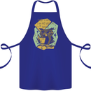 Funny Book Reading Owl Bookworm Books Cotton Apron 100% Organic Royal Blue