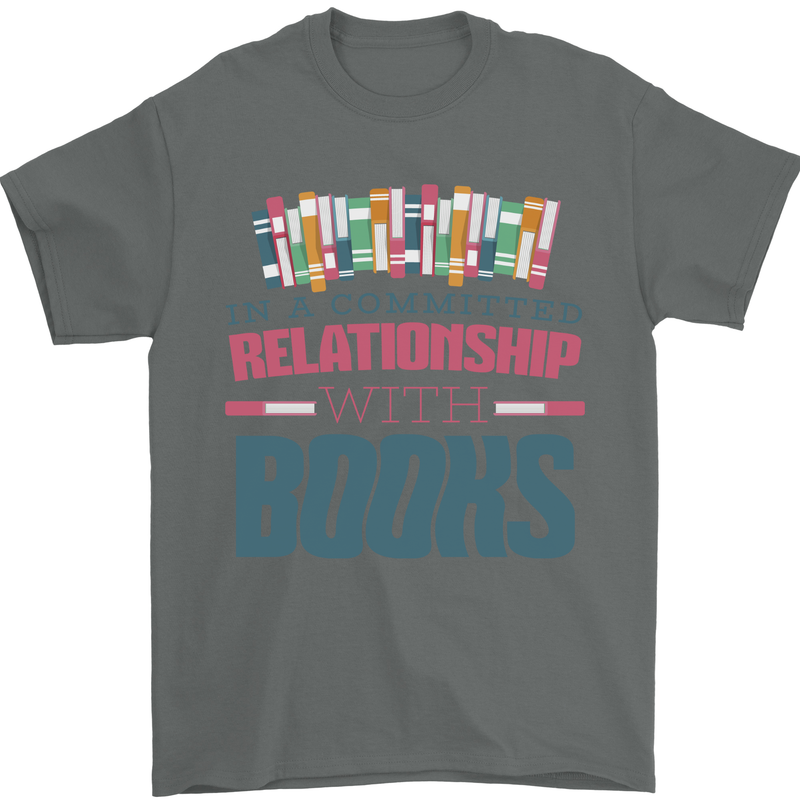 Funny Book Relationship Bookworm Reader Mens T-Shirt 100% Cotton Charcoal