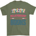 Funny Book Relationship Bookworm Reader Mens T-Shirt 100% Cotton Military Green
