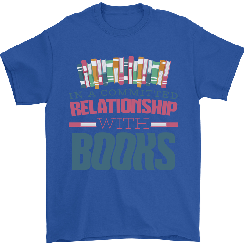 Funny Book Relationship Bookworm Reader Mens T-Shirt 100% Cotton Royal Blue