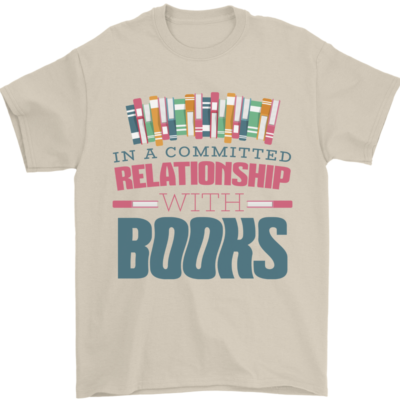 Funny Book Relationship Bookworm Reader Mens T-Shirt 100% Cotton Sand
