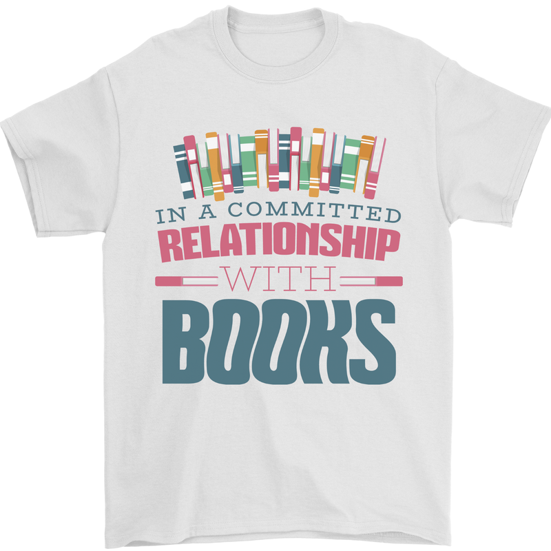 Funny Book Relationship Bookworm Reader Mens T-Shirt 100% Cotton White