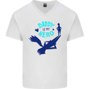 Funny Fathers Day Daddy is My Superhero Mens V-Neck Cotton T-Shirt White
