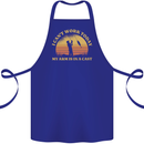 Funny Fishing Arm is In a Cast Fisherman Cotton Apron 100% Organic Royal Blue