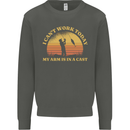 Funny Fishing Arm is In a Cast Fisherman Kids Sweatshirt Jumper Storm Grey