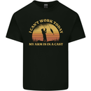 Funny Fishing Arm is In a Cast Fisherman Mens Cotton T-Shirt Tee Top Black