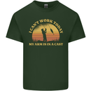 Funny Fishing Arm is In a Cast Fisherman Mens Cotton T-Shirt Tee Top Forest Green