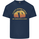 Funny Fishing Arm is In a Cast Fisherman Mens Cotton T-Shirt Tee Top Navy Blue