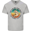 Funny Fishing Bet Your Bass Im Going Fisherman Mens V-Neck Cotton T-Shirt Sports Grey