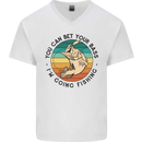 Funny Fishing Bet Your Bass Im Going Fisherman Mens V-Neck Cotton T-Shirt White
