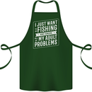 Funny Fishing Ignore All of My Adult Problems Cotton Apron 100% Organic Forest Green