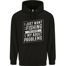 Funny Fishing Ignore All of My Adult Problems Mens 80% Cotton Hoodie Black