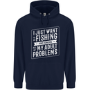 Funny Fishing Ignore All of My Adult Problems Mens 80% Cotton Hoodie Navy Blue