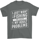 Funny Fishing Ignore All of My Adult Problems Mens T-Shirt 100% Cotton Charcoal
