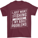 Funny Fishing Ignore All of My Adult Problems Mens T-Shirt 100% Cotton Maroon