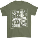 Funny Fishing Ignore All of My Adult Problems Mens T-Shirt 100% Cotton Military Green