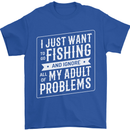 Funny Fishing Ignore All of My Adult Problems Mens T-Shirt 100% Cotton Royal Blue