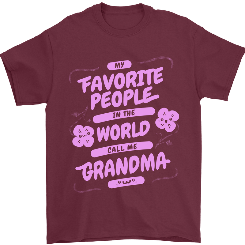 Funny Grandma Favourite People Grandparents Mens T-Shirt 100% Cotton Maroon
