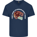 Funny Motocross Scrambling Dirt Bike Motorbike Mens V-Neck Cotton T-Shirt Navy Blue