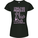 Funny Skater This Princess Wears Ice Skates Womens Petite Cut T-Shirt Black
