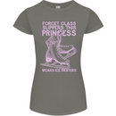 Funny Skater This Princess Wears Ice Skates Womens Petite Cut T-Shirt Charcoal