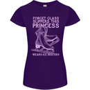 Funny Skater This Princess Wears Ice Skates Womens Petite Cut T-Shirt Purple