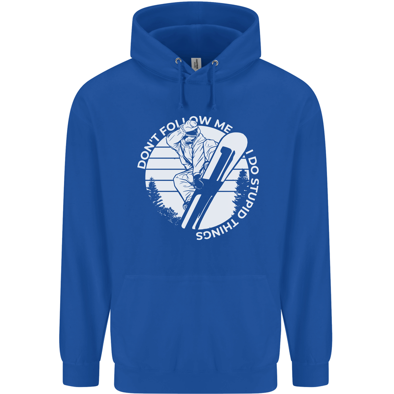 Funny Snowboarding Dont Follow Me Mens 80% Cotton Hoodie Royal Blue