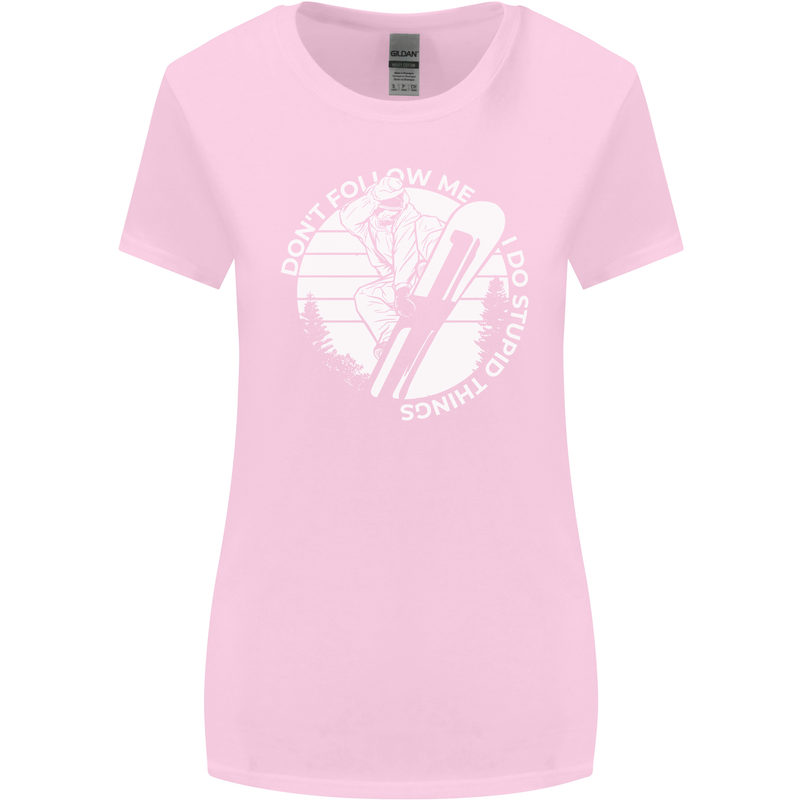Funny Snowboarding Dont Follow Me Womens Wider Cut T-Shirt Light Pink