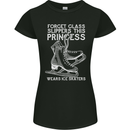 Funny This Princess Wears Ice Skates Skater Womens Petite Cut T-Shirt Black