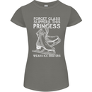 Funny This Princess Wears Ice Skates Skater Womens Petite Cut T-Shirt Charcoal